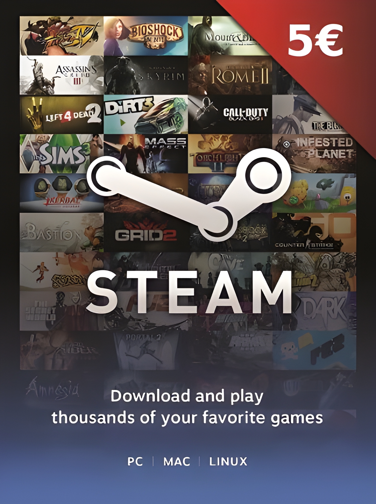 Steam Gift Card 5 EUR - Steam Key - Europe
